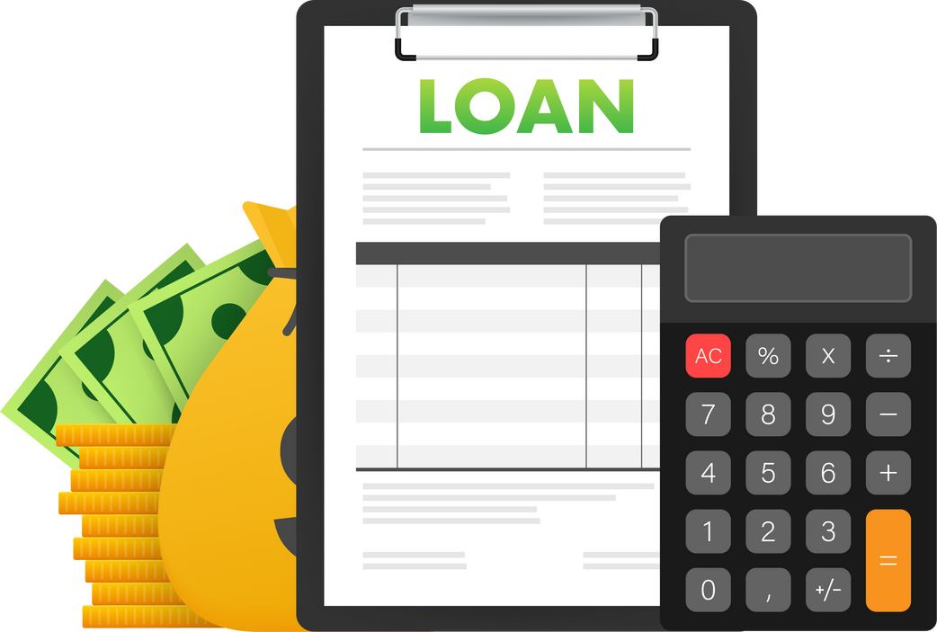 Loan agreement borrow money. Bank loan, credit agreement. Bank credit. Vector illustration.